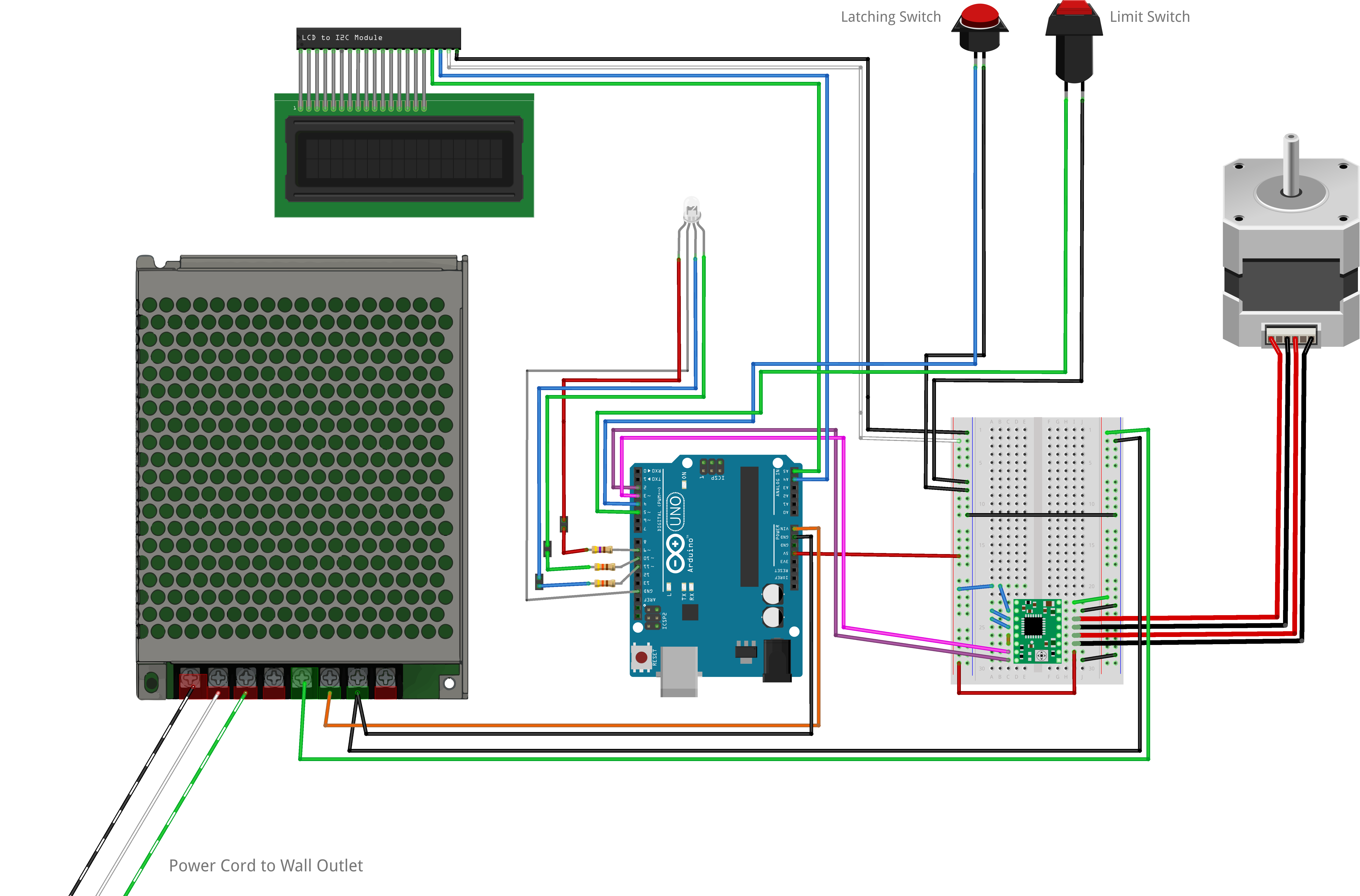 Fritzing Diagram of Syringe Pump Wiring